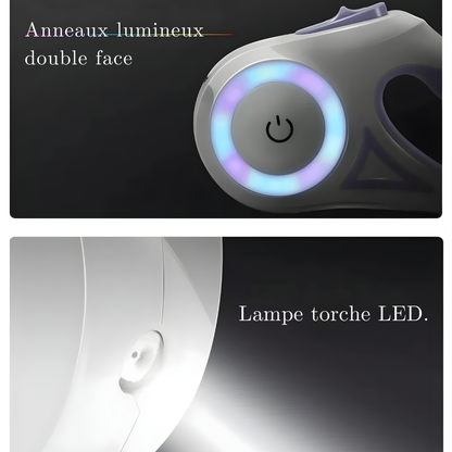 LEDwalky™ – Laisse rétractable lumineuse avec frein sécurisé
