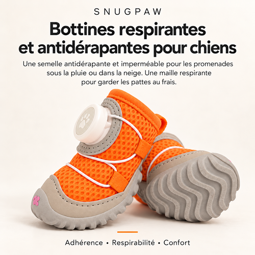 SnugPaw™ — Les bottes ajustables qui protègent ses pattes à chaque promenade.