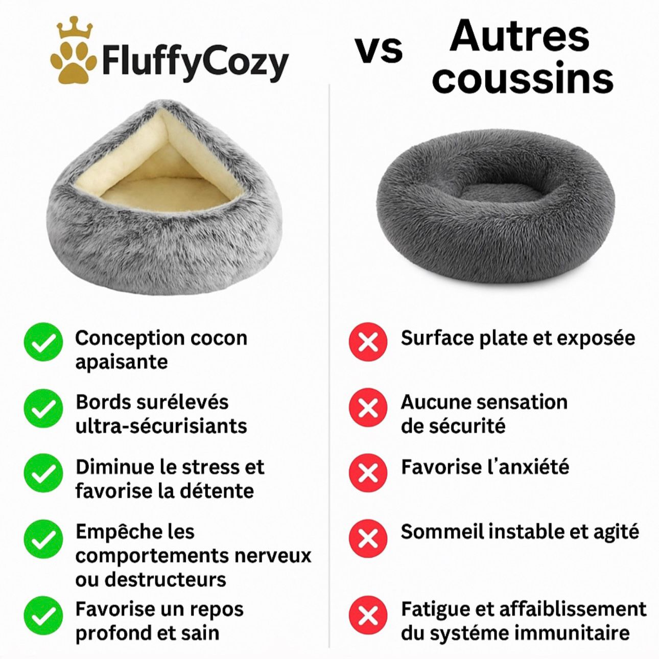 FluffyCozy™– Lit cocon apaisant pour chien